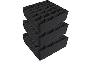 Yucch 3 Pezzi Organizer Cassetti, 24 Scomparti Pieghevole Porta Calzini da Cassetto Organizzatore Cassetti per Biancheria Mutande, Calze, Cravatte, Cinture (Nero)