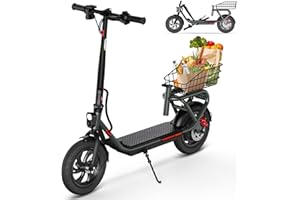 SISIGAD Trottinette Électrique Adulte 12 Pouces Trottinette Électrique Pliable avec Panier, 36V 7.8AH Batterie 25km/h Vitesse 300W Moteur, Scooter Électrique avec Double Frein et Lumière