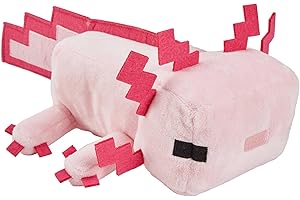 MATTEL Minecraft Basic Plush Character Soft Dolls, Video Game-Inspired Collectible Toy Gifts for Kids & Fans Ages 3 Years Old & Up, HBT42, Axolotl