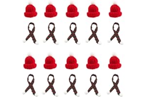 XINCHEN 20 Stücke Mini Weihnachtsmütze und Schal Set Kleine Nikolausmützen Lutscher Flasche Süßigkeiten Abdeckung Kappe Besteckhalter für Weihnachtsfeier Dekor Flaschendeko Tischdeko（A