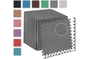 Fk Sports 25mm Extra Thick Gym Flooring Mat, 60x60cm, Cross Pattern (Grey, 16pcs | 64 sq.ft) Non-Skid mats, Soft Cushion EVA Rubber Foam, Interlocking Puzzle Floor Tiles, for Home Yoga Workout