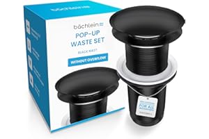 Bächlein uniwersalny zestaw odpływowy bez przelewu - [czarny mat] - mosiężny zestaw zaworu spustowego - montaż z instrukcją