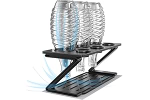 Newaner Stojak na butelki aplikować do Sodastream, ociekacz do butelek Soda Stream Crystal, Easy, Fuse, Fuse, Emil, ociekacz na 3 butelki i 3 zakrętki na butelki, ze zdejmowanym pojemnikiem