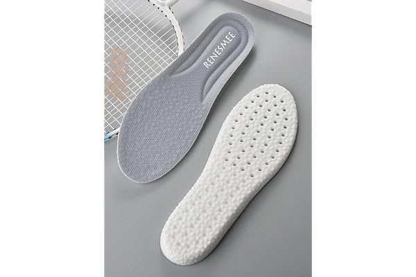 RENESMEE Memory Foam Shoe Insoles, Elastic Shock Absorbing Height Increasing Sports Shoe Insoles For Men And Women Cuttable Soft Breathable Honeycomb Orthotic Replacement Inserts (Size EU 40-45)
