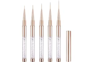 7/9/11/15/20mm Pinceles para Uñas Fino Decoracion Nail Art con Tapa 5 Piezas, LEA-SHALL Pincel de Gel Semipermanente Acrilica Profesional Kit Manicura Set Pintura Liner para Casa Bricolaje