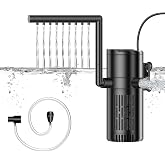 Aquarium Inner Filter, 8W Adjustable Internal Fish Tank Filter, 500 L/H Aquarium Filter Pump Suitable for Aquariums up to 120