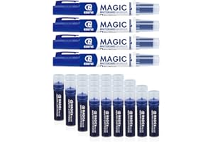 ESENG® Magic WM-218 - Rotulador para pizarra blanca (4 rotuladores + 24 cartuchos), color azul