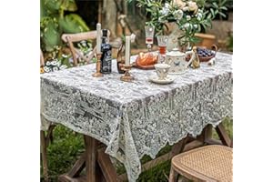 Yaland Spitze Tischdecke im Vintage-Stil Einfarbig Rund oder Rechteckig Tischwäsche Tischtuch Geeignet für Esstisch, Couchtisch, Hochzeit, Küche, Outdoor 1 Stück LxB 200x130cm