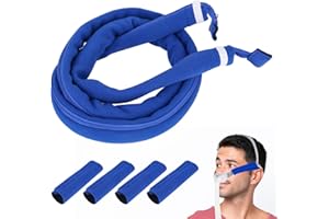 DMJJSD CPAP Cache-tuyau universel CPAP et 4 housses de sangle CPAP 1,8 m, isolateur de tuyau souple en non-tissé avec fermeture éclair, rembourrage confortable CPAP pour la plupart des tuyaux CPAP