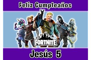 OBLEA PERSONALIZADA OBLEA de FORNITE Personalizada con Nombre y Edad para Pastel o Tarta, Especial para cumpleaños, Medida Rectangular de 28x20cm