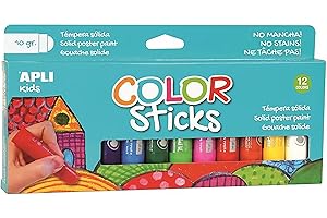 APLI Kids 14228 - Color Sticks Clásicos - Témperas sólidas para niños, 12 u.