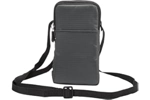 MEANFL Cell Phone Pouch with Strap Men, Cell Phone Shoulder Bag for Men, 6.5" Vertical Outdoor Travel Nylon Cellphone Crossbody Bag Smartphone Waist Pack Purse Belt Clip Pocket with Belt Loop Carabiner Hook