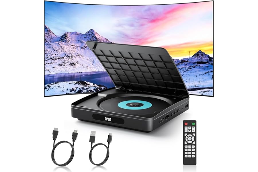 WOLFANG DVD Player for TV With HDMI, Full HD Multi Region, Remote Control and Type-C Cable, CD Player for Home Stereo System, USB Port (Not Blu-ray)