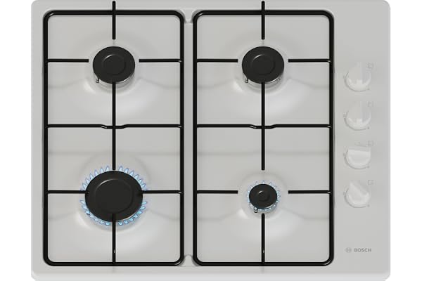 Bosch POP6B6K30, Série 2, Plaque gaz, 4 feux, 60 cm, Verre trempé noir