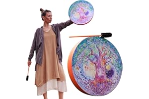 GIMOCOOL Shaman Drum | Love Tree Shamanic Drum | 10 Inch Meditation Drum, Siberian Drum Spirit Music, Frame Hand Drums for Adults with Shaman Drum Stick