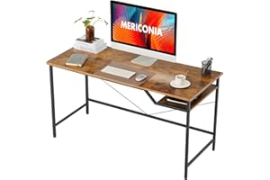 Mericonia 140 cm Computer Desk, Gaming Desk for Small Spaces, Modern Simple Style Desk for Home Office, Study Student Writing Desk, Brown