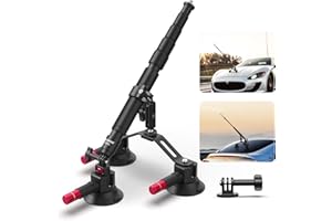 NEEWER Kit de Support caméra Triple Ventouse Voiture avec Perche d'Extension 2 en 1, Libération Rapide, Bras Magique pour Action Caméra, Fixation Triple Ventouse Compatible avec GoPro Insta360, CA065