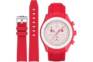 STANCHEV Pasek do zegarka Omega x Swatch MoonSwatch, Speedmaster, 20 mm, miękki silikon, zakrzywiany, bez przerwy, dla mężczyzn i kobiet