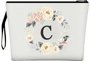 DWDC Borsa per il trucco per donna, borsa per il trucco con 26 lettere dalla A alla Z, borsa per cosmetici personalizzata, regali di compleanno per donne e mamme, regali per la sposa e la damigella d'onore