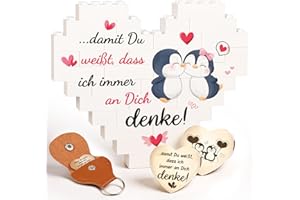 Giftota Valentinstagsgeschenk für Sie Ihn, Ich Liebe Dich Geschenke für Frauen Männer, Jahrestag Geschenk für Ihn Sie Herzförmige Bausteine und Glücksbringer - Valentinstag Paar Geschenke