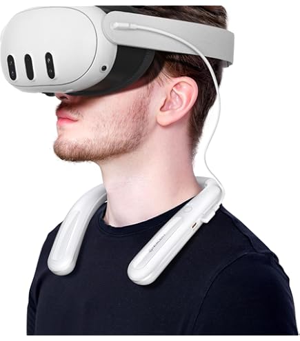 AMVR 8000mAh Batterijpak Compatibel met Meta/Oculus Quest 3S/Quest 3/Quest Pro/Quest 2/Pico 4, Accessoires voor Quest 3, Lichtgewicht Nek Power Bank voor Minder Hoofddruk, Verlengt Speeltijd in VR