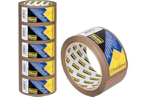 Idena 90129 - Ruban adhésif brun, 50 mm x 66 m, 6 rouleaux de ruban pour paquets silencieux, idéal pour les déménagements et les expéditions