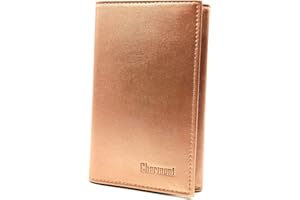 Charmoni - Etui Pochette Porte Papier Voiture- 3 Volets - Carte Grise permis de Conduire pièce d'identité Assurance - Cuir Vachette (Rose Gold)