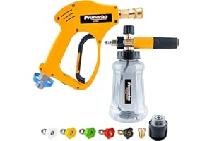 Prunarbo Pistola de Hidrolimpiadora con Lanza de Espuma con 5 boquillas, Adaptador de conexión rápida Compatible con Karcher K Series K2-K7 (PR-M02-B)