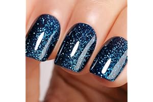 Ozzeal UV Nagellack Glitzer, Dunkles Marine Blau Glitzer UV Gel Nagellack Glitzernder Schimmer Gel Nail Polish Herbst Winter Gel Nagellack Soak Off UV Led 15ML