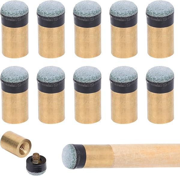 Agatige 10pcs Cue Pool Tip, Billar Snooker Pole Tip Piezas de Repuesto Puntas de Palo de Billar Atornilladas para Accesorios de Billar y Señales de Piscina - 1