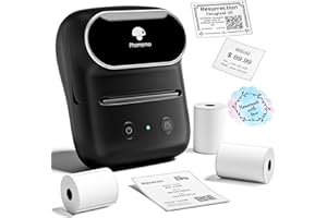 Phomemo M108 - Stampante per etichette Bluetooth, autoadesiva, termica, con 3 rotoli di etichette, per codici a barre, vendita al dettaglio, ufficio, compatibile con telefoni e PC nero