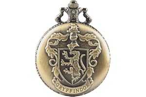COKINKIDS Reloj de Bolsillo de Bronce Con Núcleo de Cuarzo, Tema Tallado de Gryffindor, Esfera Blanca Romana Para Hombre y Niños