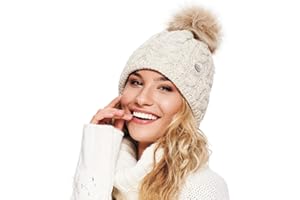 ELIMELI® Damen Winter Mütze warme Strickmütze Wintermütze mit Bommel Slouch Strick Beanie Damen für Winter Bommelmütze Hergestellt in EU Farbenauswahl 15568