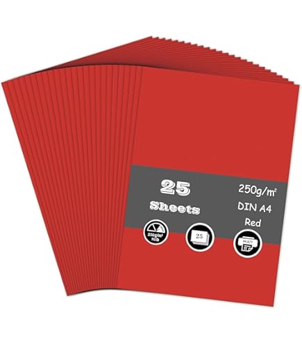 Stephens Coloured Card Red A4 210gs 10 Sheets, Great For Printing - View #2