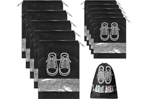 FAGENT Schuhbeutel Reise, 10 Stück Schuhtasche Schwarz Schuhe Tasche mit Kordelzug Schuhsack 36 x 27 cm, 44 x 32 cm, Tragbare Aufbewahrungsbeutel Staubdicht Schuhtaschen für Männer Frauen Kinderschuhe