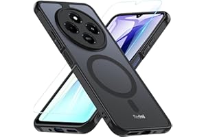 OWKEY Magnética Funda para Xiaomi Redmi 14C/ Poco C75, Carcasa con Cristal Templado, Antigolpes Protección de Cámara Esmerilado Translúcido para Xiaomi Redmi 14C/ Poco C75 (Negro)