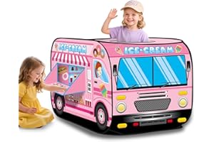 deAO Ice Cream Truck Foldable Play Tent –Children Play House Indoor Outdoor Play Toy Great Gift for Girls Boys 3 4 5 Years Old