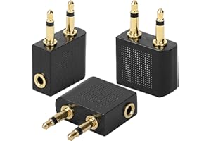 IRYNA 3 Pack Airline Airplane Flight Adapters for Headphones, Gold Plated 3.5mm Male to 3.5mm Female Stereo Aux Jack Headphone Adapter Gold Plated