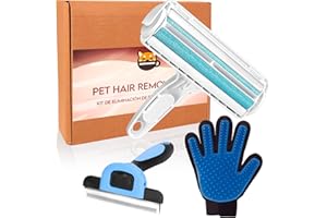 Cassary Rouleau Poils Animaux, Brosse Anti Poils Animaux et Gant Brosse des Poils Morts pour Chiens et Chats. Set d'épilation et de Nettoyage des Poils pour Animaux à Poils Longs et Courts