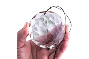 HDCRYSTALGIFTS Cristal colgante Suncatcher Candelabro Cristales Prismas Claros Candelabros Cristales Flor de la Vida Prismas Suncatcher Ventana Colgante Ornamento Artesanía (75 mm)
