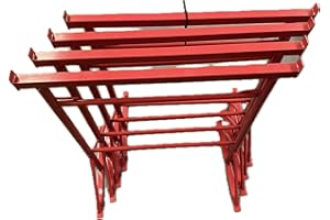 Mighty Products - 4 x Builders Trestles Size NO.3, Adjust from 1.0m – 1.8m (Trestle Band Stands) SWL 690kg Made in The UK – Spray Painted Red for Hard-Wearing Finish. Ideal for Builders & DIY