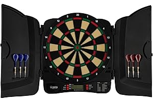 Jeu de fléchettes électronique KOTO Soft Classic Cabinet Comprenant Un Cabinet et 6 fléchettes à Pointe Souple, 39X1,5X43,3 cm, Comprenant 32 Jeux, 590 Variantes de Jeux et des Accessoires Pratiques