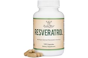 Resveratrol 500mg Per Serving, 120 Capsules (Natural Resveratrol Polygonum Root Extract Providing 50% Trans-Resveratrol) Healthy Aging Support by Double Wood Supplements