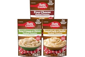 GIFTOLUXE Mashed Potatoes Selection | Four Cheese, Sour Cream & Chives and Roasted Garlic & Cheddar | Made with Real Potatoes | Quick and Easy to Prepare | 3 x 113g