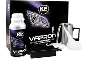 K2 Vapron Kit de Restauración de Faros – Reparación Profesional sin Desmontaje – Elimina Opacidad, Arañazos y Amarilleo – Incluye Líquido Restaurador y Accesorios