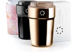 REFYLL ME Kubek termiczny glazeFyll o pojemności 380 ml i 500 ml - Kubek do kawy na wynos z nierdzewnej stali, podwójnie izolowany, nieprzeciekający, wolny od BPA - kubek do kawy.