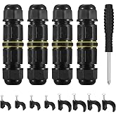 Newoutset IP68 4 Pieces, 3 Pins, Connector Cable 4-8 mm | IP68 waterproof outdoor junction box with hose coupler and electric