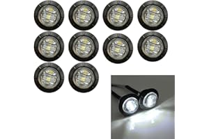 Ricoy - Luci a LED rotonde da 1,9 cm per auto e camion, 12 V, luci di posizione o d’ingombro per la parte frontale, posteriore o laterale, impermeabili
