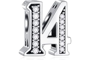 CRISNATA 5,10 to 50 52 55 56 60 65 70 75 80 Birthday Charms fit European Anniversary Bracelets, 925 Sterling Silver Number Charms with Clear CZ Stones, Gifts for Family/Lover/Friends