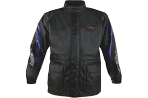 A-PRO Veste Pluie Nylon 100% Etanche Capuche Reflechissant Moto Motard Sport Bleu XL